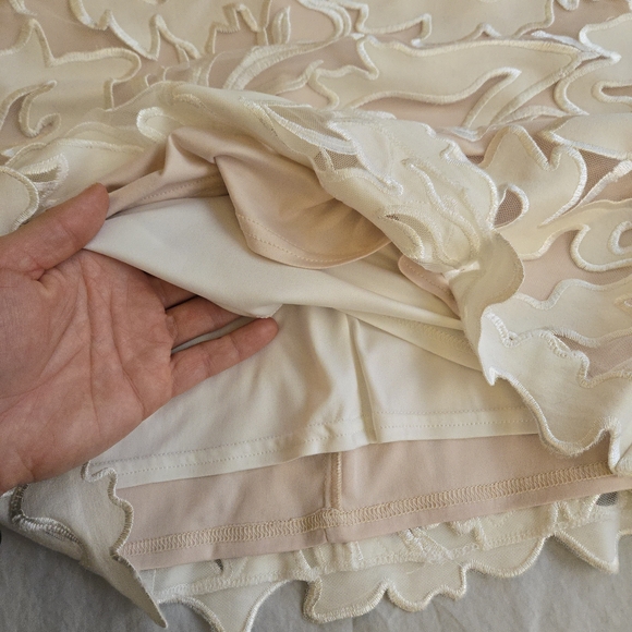 Tadashi Shoji Blush & Cream Ivory Floral Lace Midi Dress Wedding MI3 - Picture 3 of 14